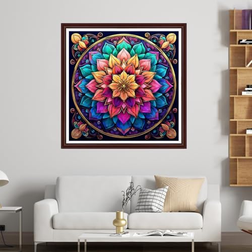 Image of Dooxvey Counted Cross Stitch Kits for Adults 11CT Printed Cross-Stitch Patterns Cross Stitching Embroidery Kit Stamped or Counted Needlepoint Kits-Magic Mandala 18x18 inch