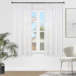 Cortinas De Cocina Rustica De Tela Topfinel Cortinas Cocina Rustica 2 Piezas para la Ventana Corta traslucida visillos Blancos para riel 140x160cm Cortina para la pasillos de Salon y dormitorios de Juvenil