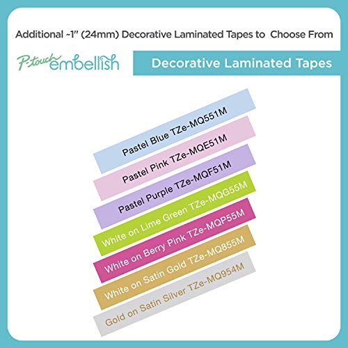 Image of Brother P-Touch Embellish White Print on Lime Green Tape TZE-MQG55M - ~1 inch Wide x 13.1' Long (24mm x 4m) (Pack of 2)