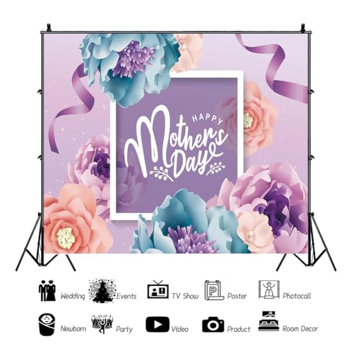Fondos para día de la madre 10x8ft morado para fotografía miniatura 4