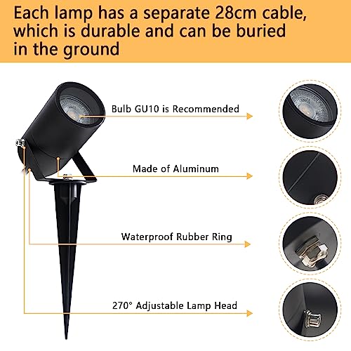 EBION Garden Spotlights Mains Powered,GU10 Garden Spot Spike Lights,IP54 Waterproof Pathway Lights,35W 240V Landscape for Path Lawn Walkway Backyard,Aluminum,2 Pack - Image 6