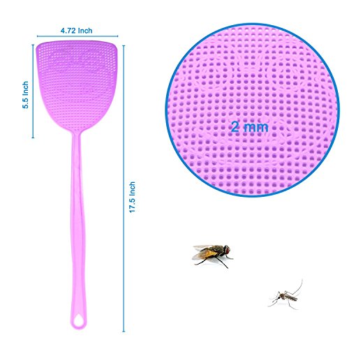 Fly Swatter, 5 Pack Manual Pest Control Colorful Plastic With 17.5'' Durable Long Handle House Wife Helper (5X) #TOP1