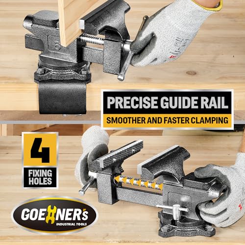 Dual-Purpose Bench Vise 6”, Heavy Duty Clamp-on Table Vise Made with 60,000PSI Forged Steel, 270° Swivel Base, Portable Vice for Workbench, Woodworking, Home Workshop and DIY Jobs 5 Dual-Purpose Bench Vise 6”, Heavy Duty Clamp-on Table Vise Made with 60,000PSI Forged Steel, 270° Swivel Base, Portable Vice for Workbench, Woodworking, Home Workshop and DIY Jobs - Image 5