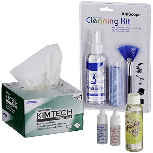 Image of AmScope - Microscope Maintenance Kit for Professional Lab Use - Immersion Oil and Cleaning Package with Lens Cleaning Wipes - MLAB-CLS-CKI-Kim