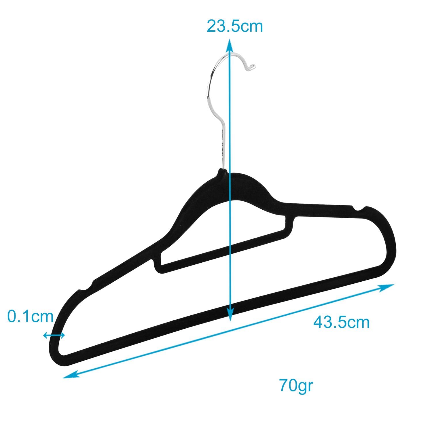 Intirilife Perchero NEGRO-50 Piezas- 43,5 x 23,5 x 0,6 cm -Perchero ahorrador de Espacio et para Trajes con Superficie Antideslizante, Barra para Pantalones, Muesca, Gancho Giratorio, Antideslizante