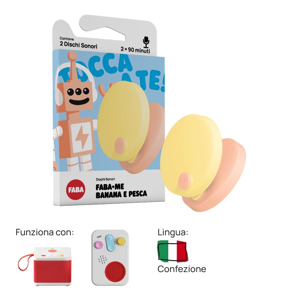 FABA Dischi Sonori – Faba•Me Pesca e Banana – crea playlist, Ascoltabili con il Raccontastorie e FABA+, gioco educativo versione italiana