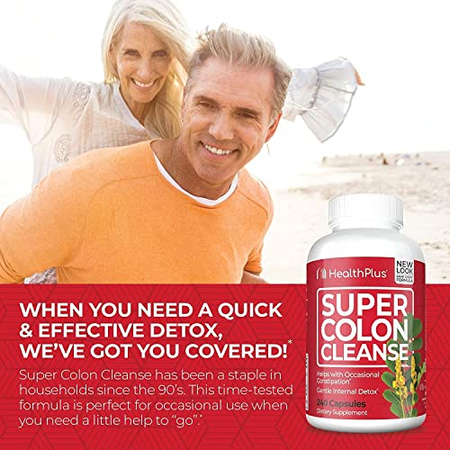 Health Plus Super Colon Cleanse Digestive Support | Constipation Relief to Reduce Bloating with Probiotics, Senna Leaf, & Psyllium Husk | More than 1 Cleanse, 60 Capsules - Image 3