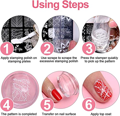 8 pezzi Nail Art Stamp 1 Timbro 1 Raschietto