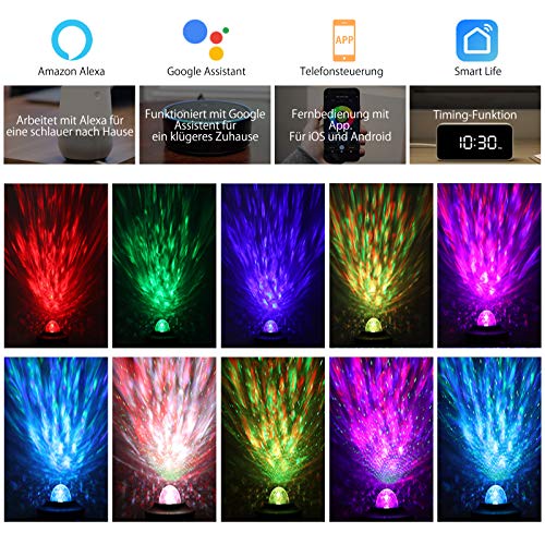 SHAWLAM Led-projector sterrenhemel, Galaxy Light projector met roterende watergolven. - Image 3