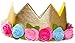 Girls Birthday Flower Crown Felt Gold Pink Princess Faux Leather Stretch Simply Gorgeous Pretend Play