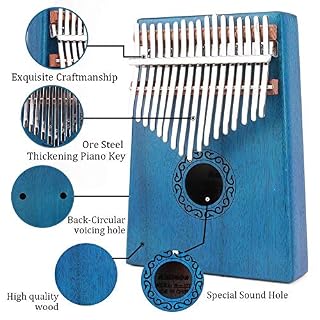 LIWEISDSDFS Piano Kalimba à 17 touches avec corps en acajou bleu – Image 7