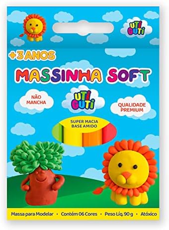 UTIGUTI Massinha Soft, Massa para Modelar Colorida em Estojo, Tradicional, 6 Cores