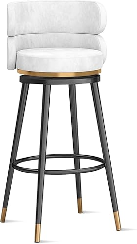Taburetes de bar giratorios de terciopelo modernos con respaldo medio y reposapiés, juego de 2 para isla de cocina, hogar, bar, comedor, sillas 1