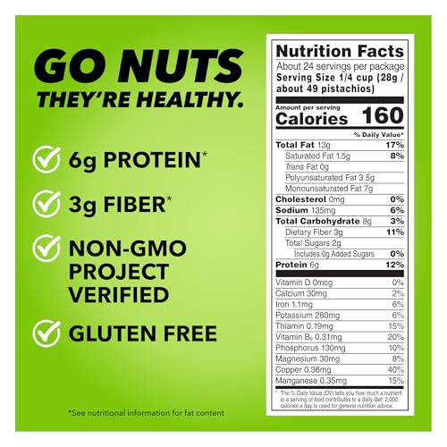 Wonderful Pistachios No Shells, Roasted & Salted Nuts, 24 Ounce Resealable Bag, Protein Snacks, Gluten Free, Healthy Snack