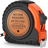 Fathers Day Grandpa Gifts from Grandkids, Birthday Grandpa Grandfather Papa Gifts from Granddaughter Grandson, Granddad Grandparents Day Gift Idea Genuine Leather Engraved 25 FT Tape Measure