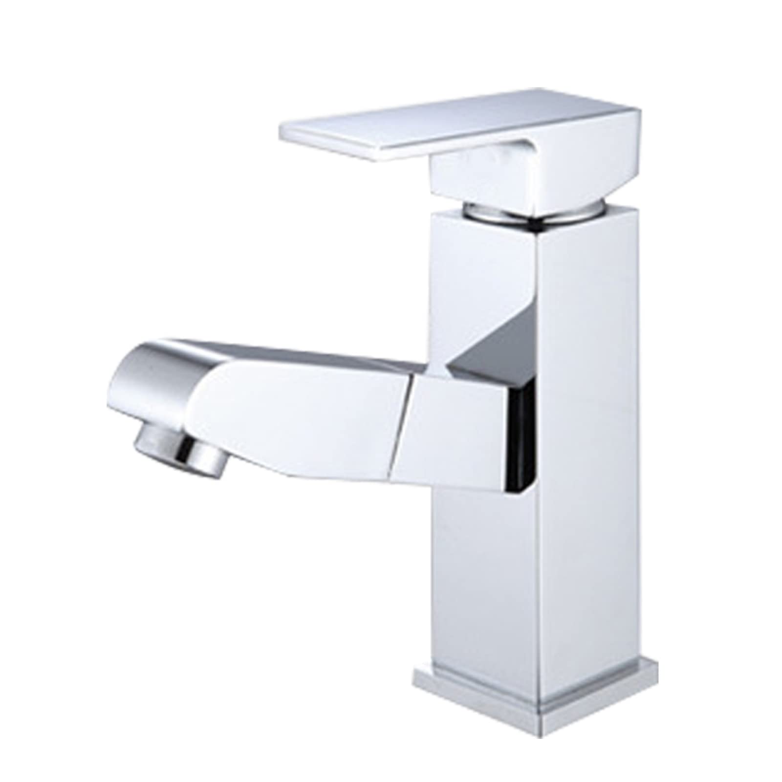 Robinet de salle de bain extractible monotrou en cuivre pur au design contemporain épuré