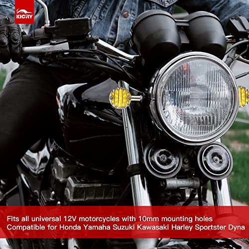 Kicry Smd Led Bullet Turn Signals Motorcycle Amber Front Rear Blinker Grill Indicator Universal Compatible For Honda Yamaha Suzuki Kawasaki Harley Chopper Bobber Dyna(Chrome-Amber) #TOP4