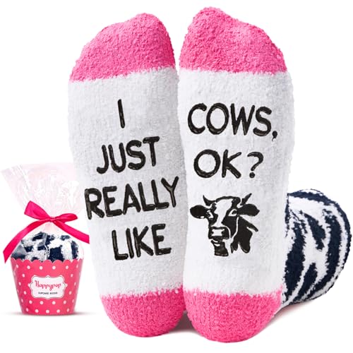 Image of HAPPYPOP Fuzzy Animal Socks for Women - Cute Unicorn, Horse, Cow and Goat Gifts for Her