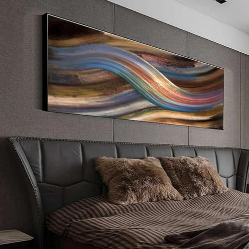 Toile art abstrait moderne ruban coloré de qualité supérieure 55 x 110 cm