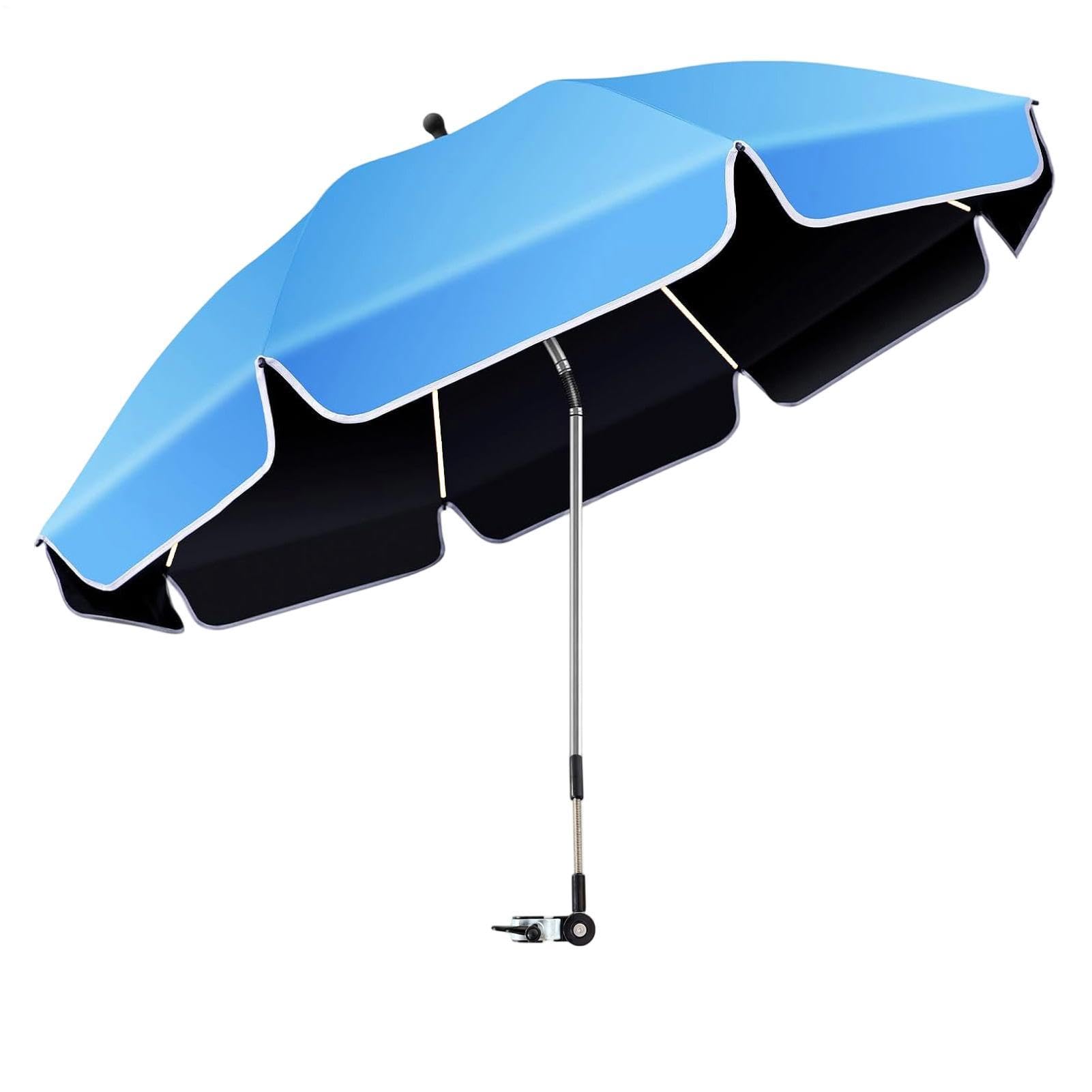 Generisch Parasol na krzesło z mocowaniem – regulowany daszek chroniący przed promieniowaniem UV o 360° | regulowany parasol mocujący krzesło | na taras, urlop, do ogrodu, na kemping, balkon, do