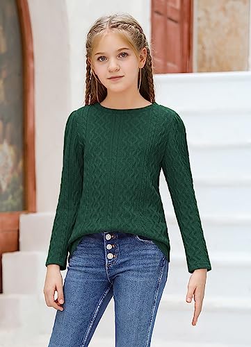 Image of Ebifin Girls Sweaters Kids Long Sleeve Crewneck Fall Knit Tops Cute Pullover Jumper Shirts 5-14 Years