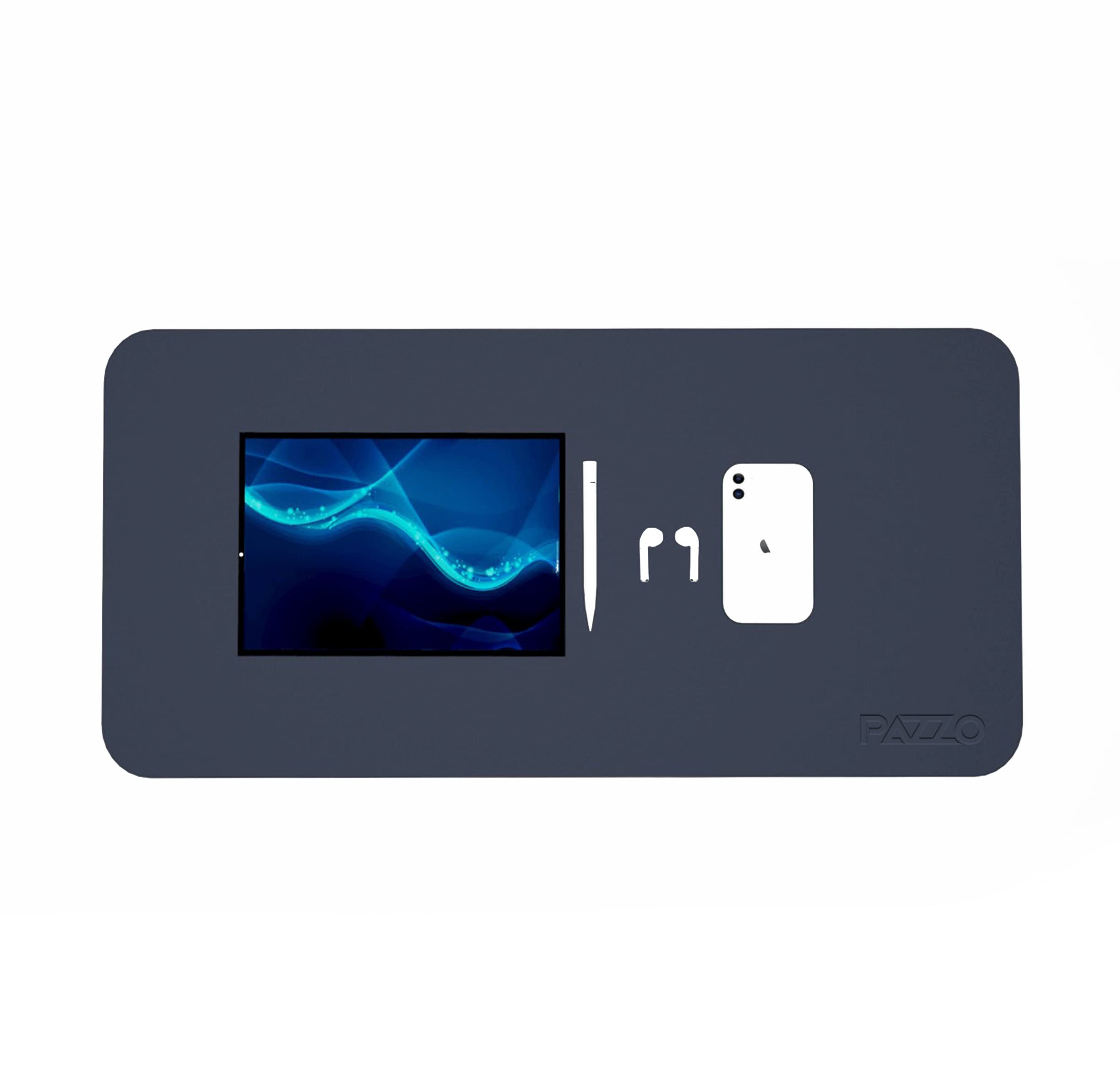 PAZZO Mouse Pad, Desk Mat Extended for Work from Home/Office/Gaming | Vegan PU Leather | Anti-Skid, Anti-Slip, Reversible Splash-Proof – Desk Spread ~ Navy Blue & Yellow (B09PR5C951) Amazon Price History, Amazon Price Tracker