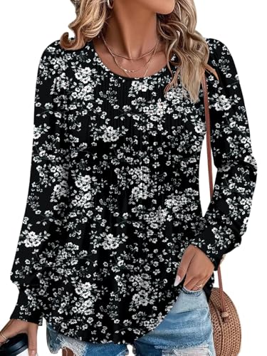 BETTE BOUTIK Long Sleeve Shirts for Women Fall Tops Dressy Blouses Crewneck Tunic Tops for Leggings S-3XL