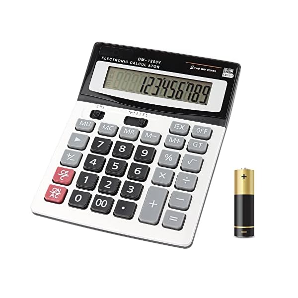 Large Electronic Calculator Counter Solar & Battery Power 12 Digit Display Multi-Functional Big Button for Business Office School Calculating (1 x Calculator)