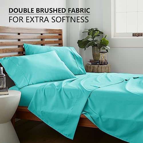 American Home Collection Twin Size Sheet Set - 16-Inch Deep Pocket - Ultra Soft Microfiber Bed Sheets - Breathable, Wrinkle Free, Easy Care - Oeko-Tex Certified (Twin, Turquoise)