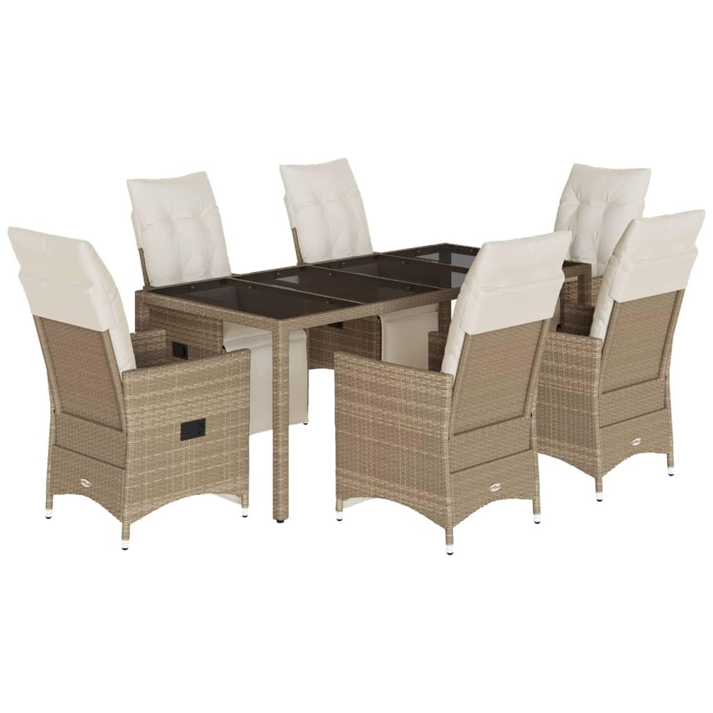 Juego de muebles de jardín de 3 piezas, incluye cojines acolchados gruesos, fundas de almohada extraíbles, respaldo ajustable y tablero de cristal templado