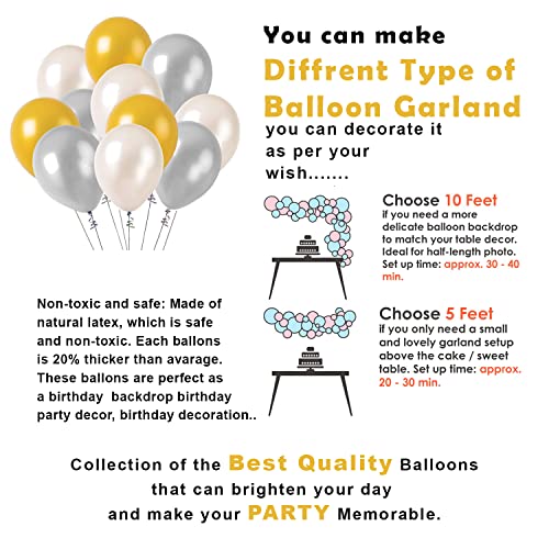 Image of Party Propz 50 Pcs Metallic Balloons for decoration | Silver Balloons for decoration | Gold and Silver balloons for Wedding, Birthday, Anniversary
