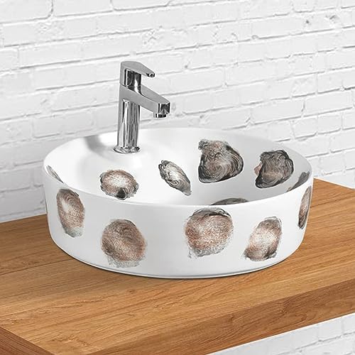 Image of Designer Table Top Wash Basin for Bathroom | Counter Top Wash Basin /Sink for Living Room (17.12 x 17.12 x 4.2 Inch, Sera (White Wood Design Matt))