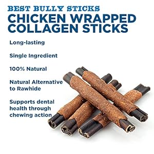 Best Bully Sticks All Natural Dog Chews – 6 Inch Chicken Wrapped Beef Collagen Sticks – USA Baked & Packed – Highly Digestible, Limited Ingredient, Rawhide Alternative Dog Chew – 5 Pack