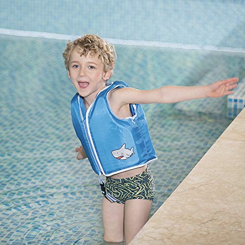 Megartico Swim Float Vest Kids Childrens Swimming Jacket Buoyant Aid (Blue Shark, Large)