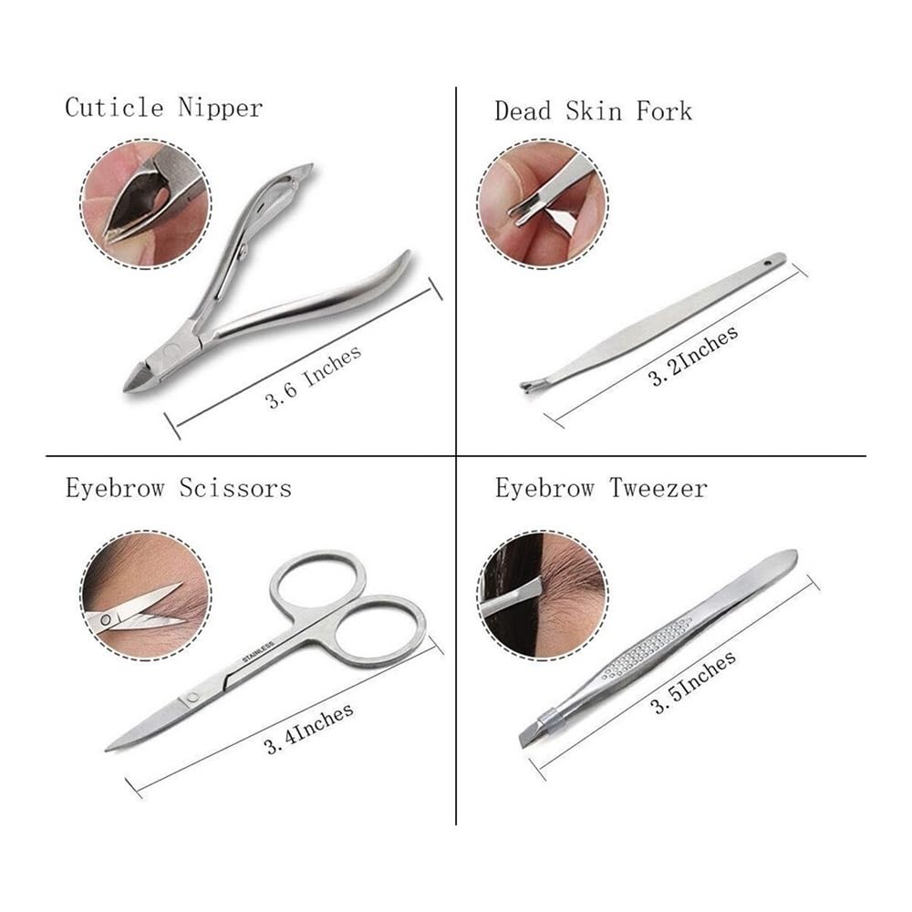 Kit per manicure e pedicure in acciaio inossidabile da 12 pezzi, set professionale di tagliaunghie per viaggi e cura domestica di piedi, tagliaunghie per unghie dei piedi, tagliaunghie per unghie