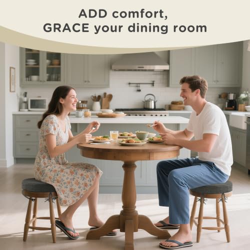 Image of AddGrace Round Bar Stool Cushions with Ties Set of 2 Non Slip Seat Cushions 12x12 Inch Washable Chair Pads Removable Washable Cover Dark Grey