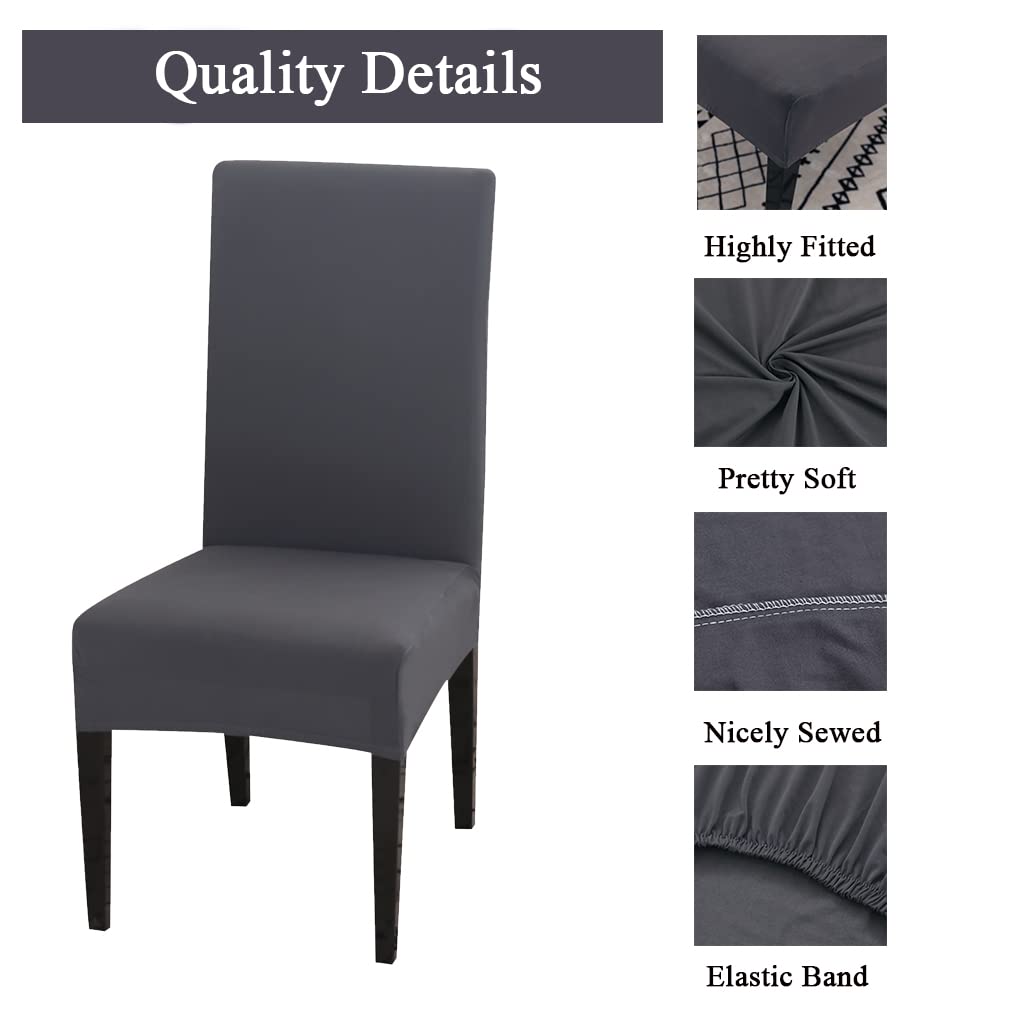 Housse de Chaise 6 Pièces, Extensible Amovible Lavable Housse pour chaise salle à manger, Moderne Universel Couverture de Chaise pour Maison Hotel Restaurant Banquet Cuisine Decoration, Vert Haricot
