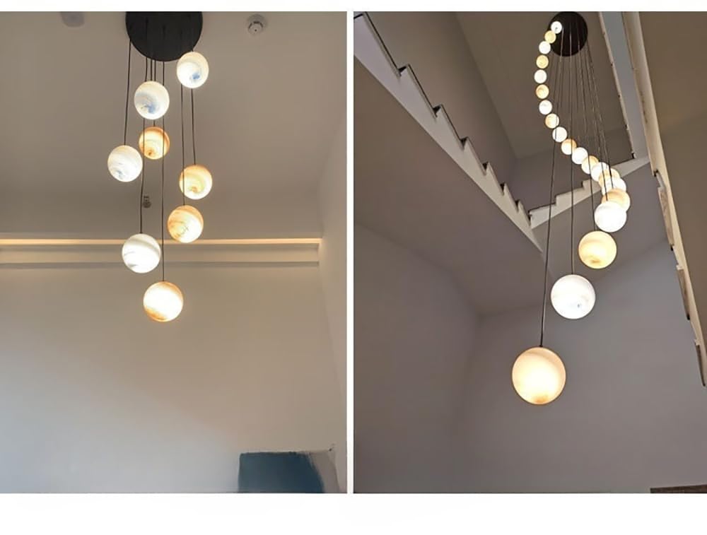 PCXEHUYP Lights Modern Minimalist Staircase Chandelier Length Chandeliers, Ceiling in The Villa, Stairwells and Living Room ﻿,Multi Colored,5lights