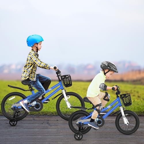 Image of GLACER 12 14 16 18 Inch Kids Bike, Toddlers Bike with Adjustable Seat & Handlebar, Removable Training Wheels, Basket, 95% Pre-Assembled Kids Bicycles for Girls Boys Age 3-8 Years Old