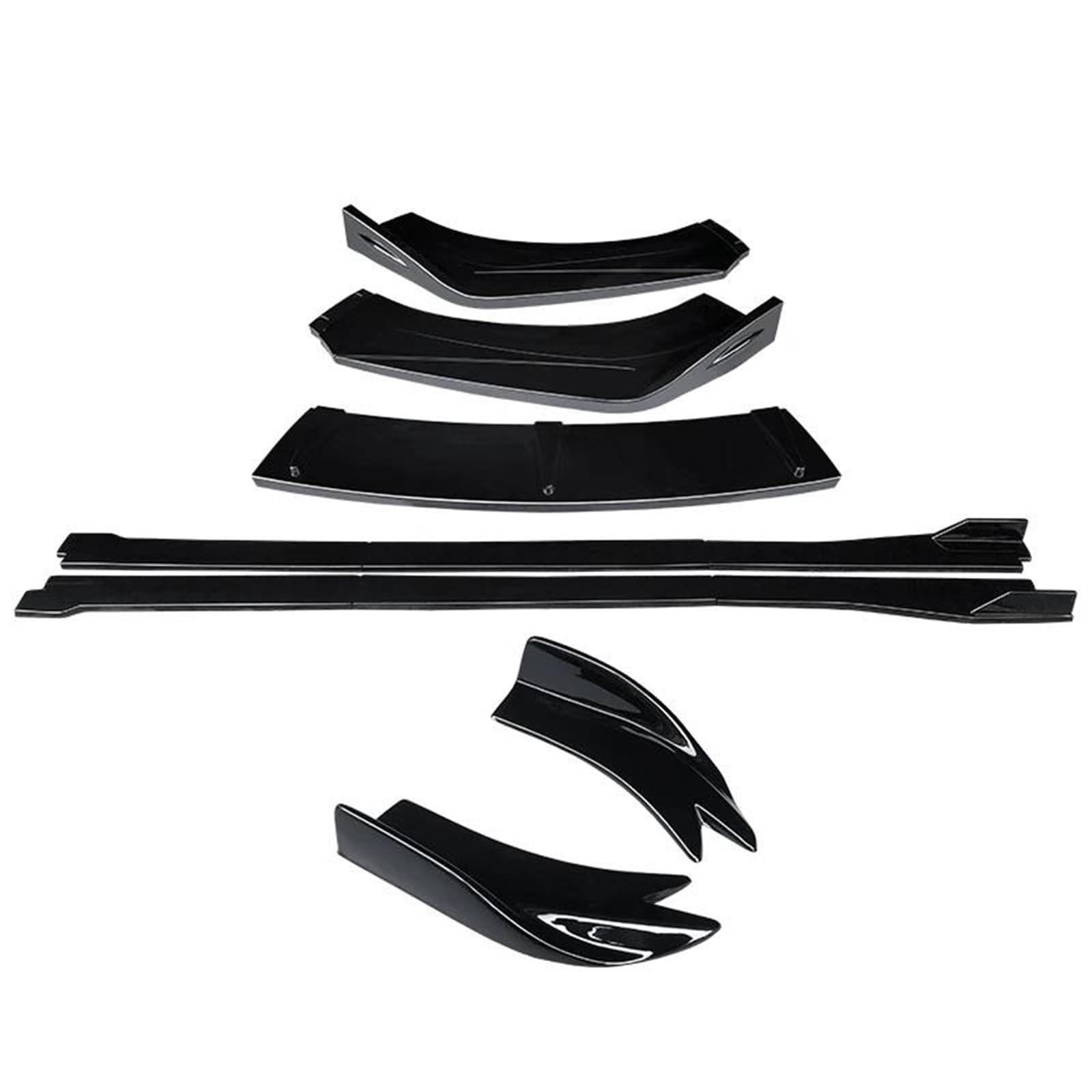 Side Skirt Extension Car Front Bumper Splitters Lip Body Kit For A1 2011-2019 2018 Spoiler Side Skirts Extensions Rear Wrap Angle Shark Fins Abs(Gloss Black)