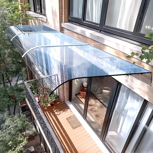 Outdoor Door Canopy,Clear Door Awning,Invisible Window Awning,Polycarbonate Roofing Canopies,Garden Canopy Rain Over Shelter,UV Rain Snow Protection Shelter,Multiple Size (50x190cm/20x75,Facade)
