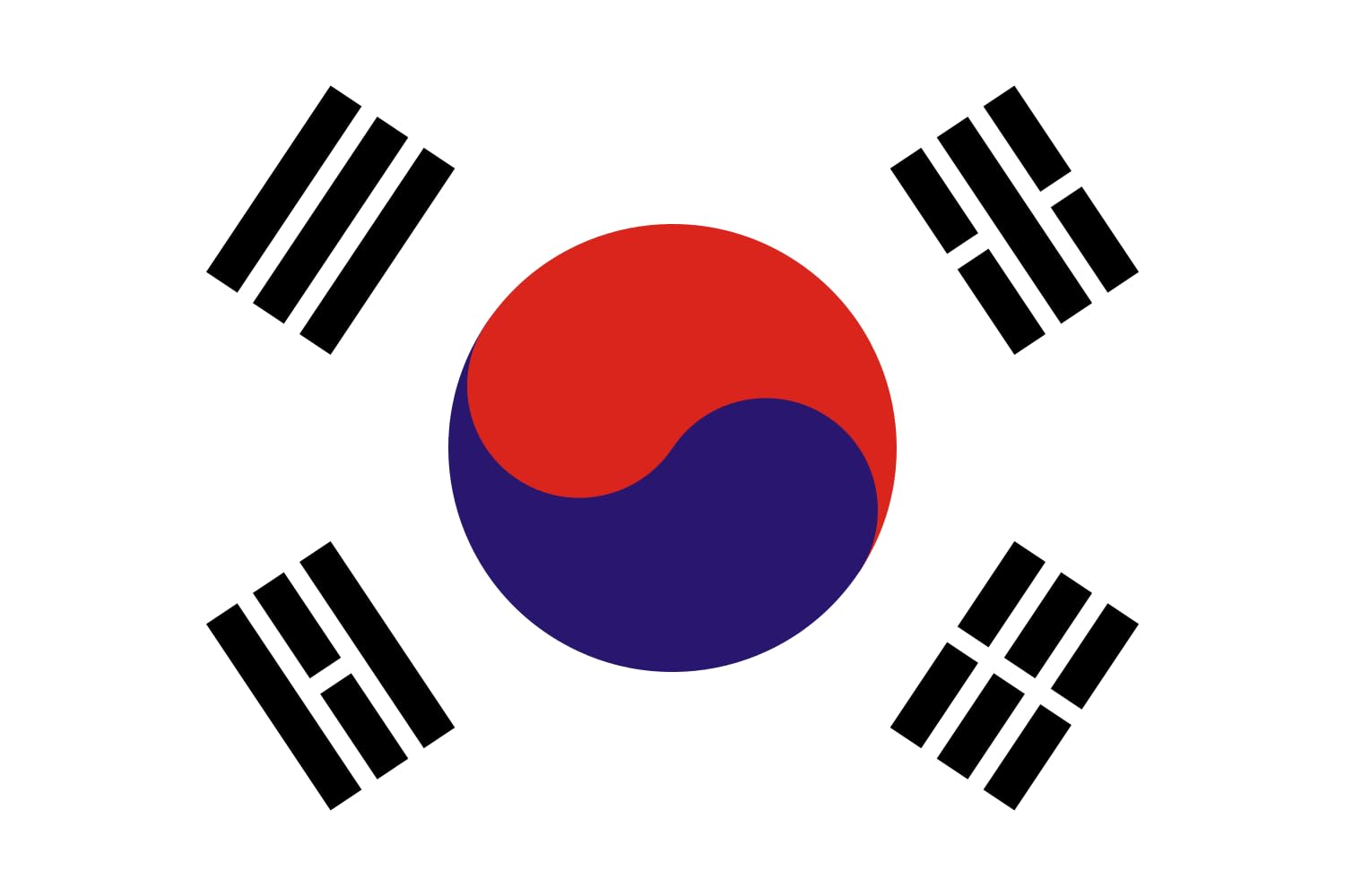 Drapeau South Korea 1949-1984 grand modèle pour décoration murale rétro et salon