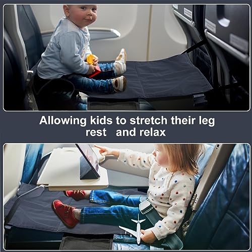 HJB VISSO Toddler Airplane Travel Bed, Portable Waterproof Airplane Seat Extender for Kids, Black