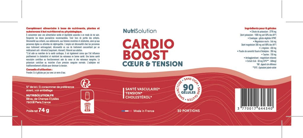 Cardio Boost : Formule Naturelle de Soutien Cardiovasculaire - Pour la Circulation, l'Energie et le Bien-Être Cardiaque - 90 gélules - Formulé par des Médecins par NutriSolution (1)