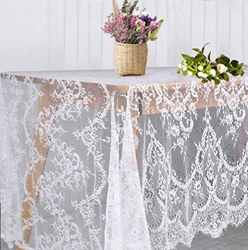 White Lace Tablecloth 60 × 120 Inch for Rustic...