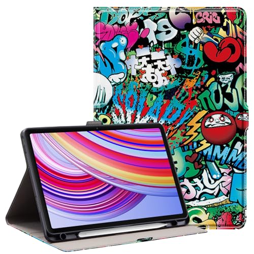 Derwere Ultra Sottile Custodia per Xiaomi Redmi Pad Pro 12.1 Pollici 2024 per Redmi Pad Pro Cover con Portapenne,Graffiti