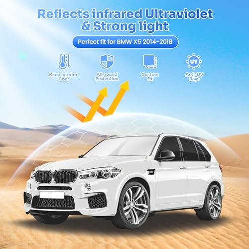 Image of Canvcle Window Shades for 2014-2018 BMW X5 Accessories Windshield Sun Shade Side Rear Window Covers Sunshade Sun Visor Shield Privacy Protection for Camping Keep Vehicle Cool Black 10PCS