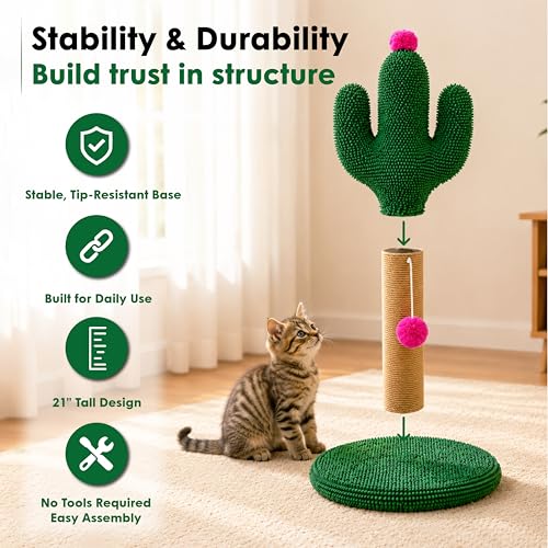 Rascador para Gatos ASPCA Cactus con Juguete Colgante miniatura 3