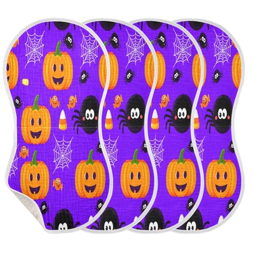 Halloween Pumpkins and Spiders Burp Cloths Unisex Cotton Burp Cloths Absorbent and Non-Seeping Suitable for Babies, Toddlers, Newborns3