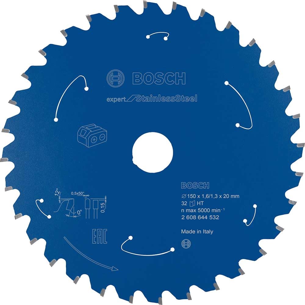 Bosch Professional Circular Saw Blade Expert for (Stainless Steel, 150 x 20 x 1.6 mm, 32 teeth; Accessories: Cordless Circular Saw)